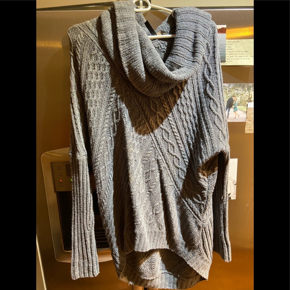 BCBG oversized grey turtleneck sweater
